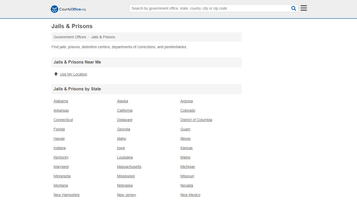 Jails & Prisons (Inmate Rosters & Records) - County Office